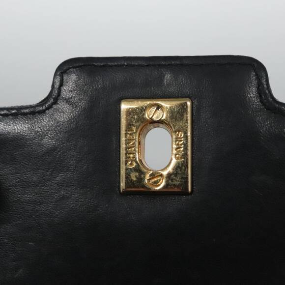 CHANEL Matelasse Turn Lock Chain Shoulder Bag Lamb Skin Black CC - Picture 9 of 16